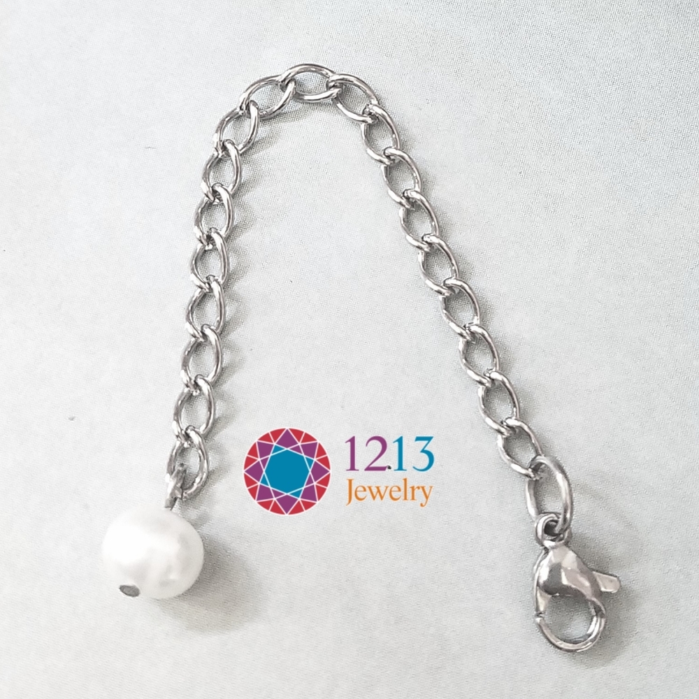 Handcreated Extender Chain Pearl Stainless Steel Lengthens Necklaces